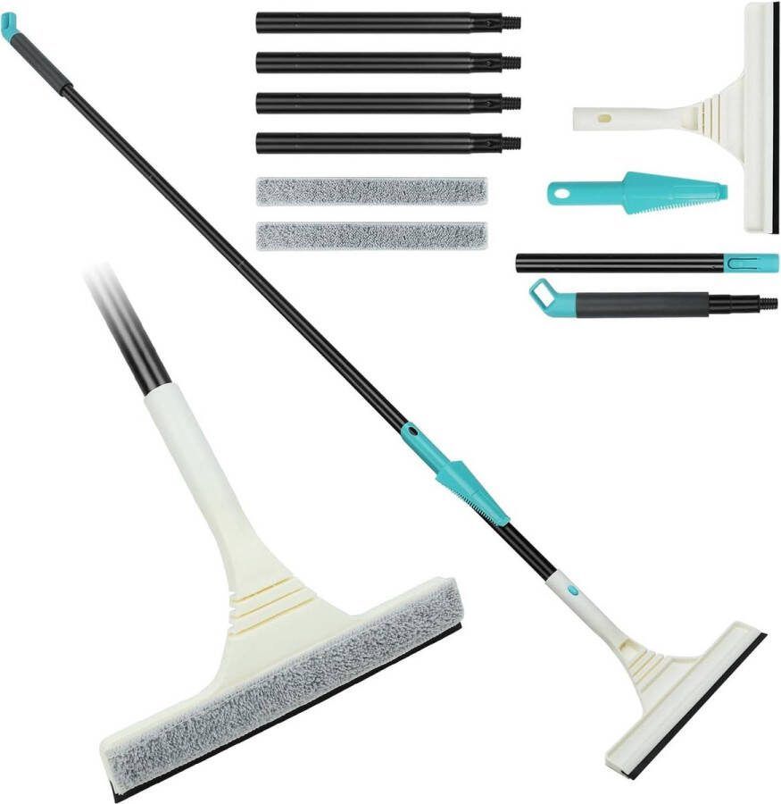 Uittrekbare raamreiniger Telescopische glasreiniger 2-in-1 uittrekbaar 65-154 cm Professioneel glasreinigingsgereedschap voor ramen spiegels en meer Buigbare raamwisser