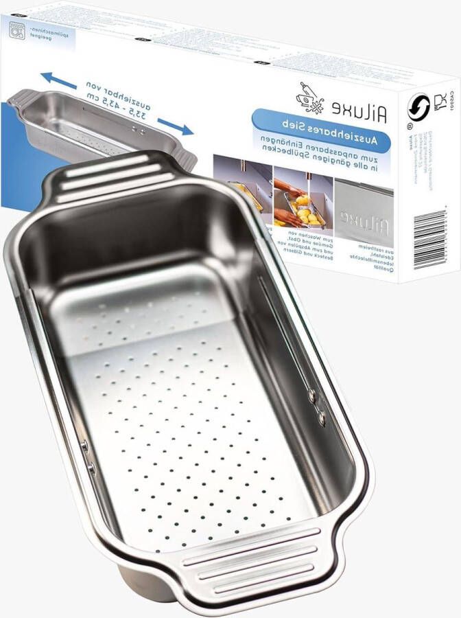Uittrekbare Roestvrijstalen Gootsteen Zeef Keukenorganizer voor Pasta en Zeefmand Groenten en Fruit Wassen Campingservies