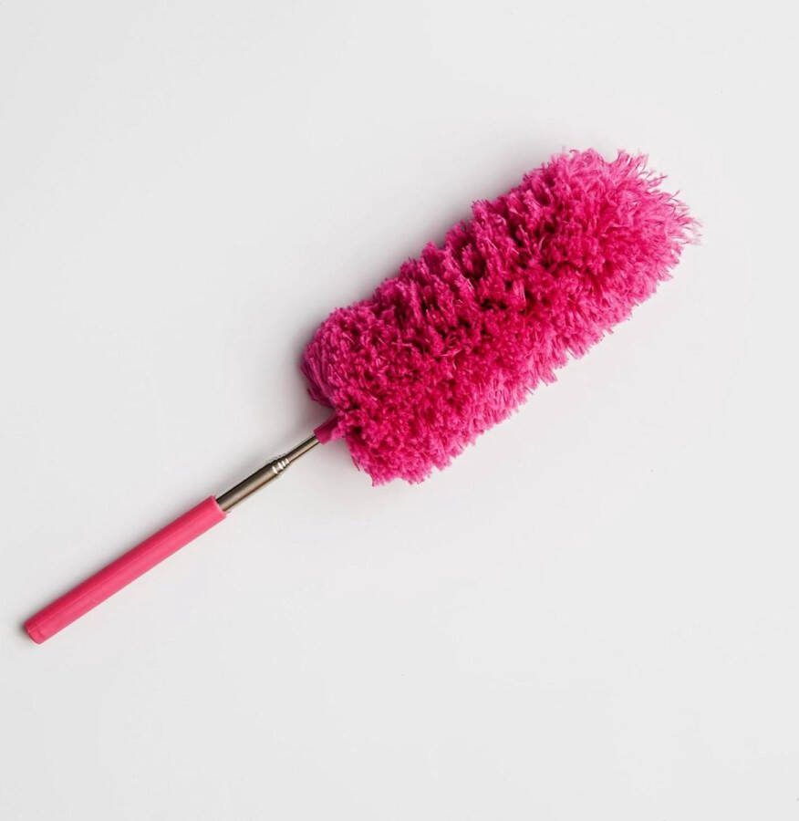Uittrekbare roze stofdoek stofwisser met telescoopsteel Wedel microvezel 33-88 cm Plumeau