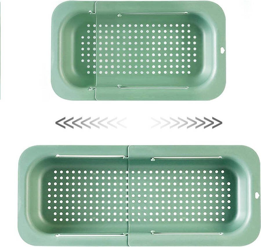 Uittrekbare zeef 34-47 cm zeefmand boven gootsteen afdruipzeef spoelbak keukenzeef wastafel filterhouder gekookte pasta groente fruit wassen BPA-vrij