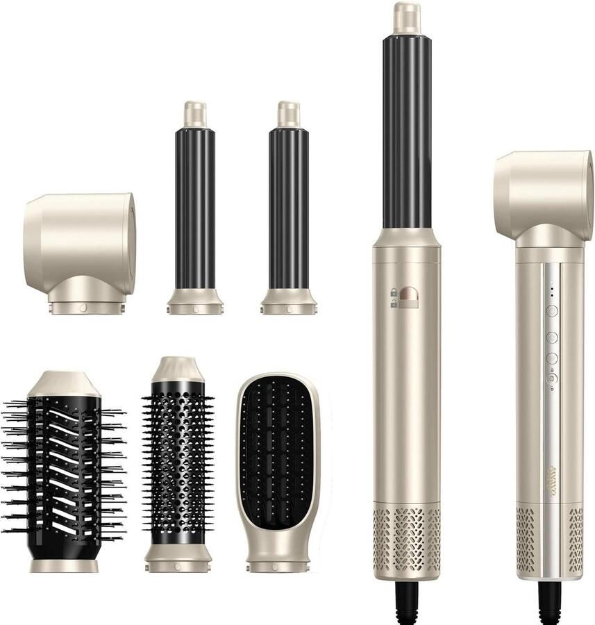 Ukliss Air Styler 6 в 1 Hair Dryer van 110.000 tpm Fohn Voor Krullen en Stylen Heteluchtborstel Thermal Brush Haardroger Krulfohn Straightener Air Brush Set Haardroger Met Borstel