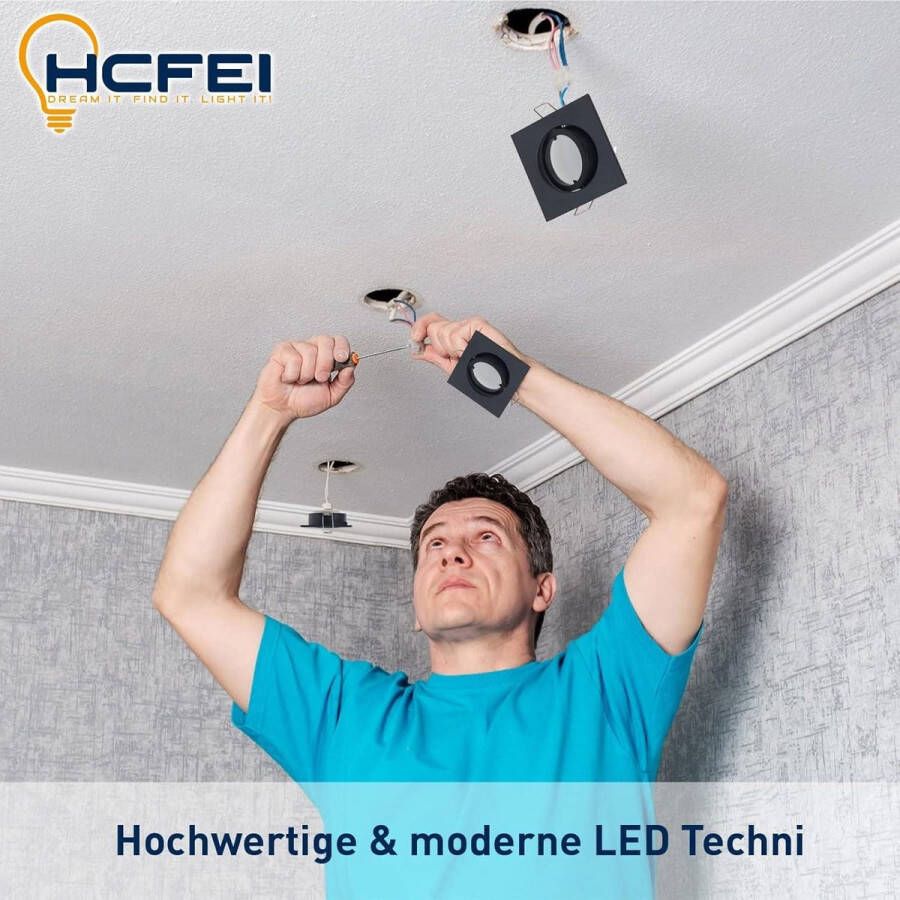 Ultra platte LED inbouwspot 425 Lumen 230V 5W dimbaar vierkante behuizing draaibaar zwart (3 warmwit)