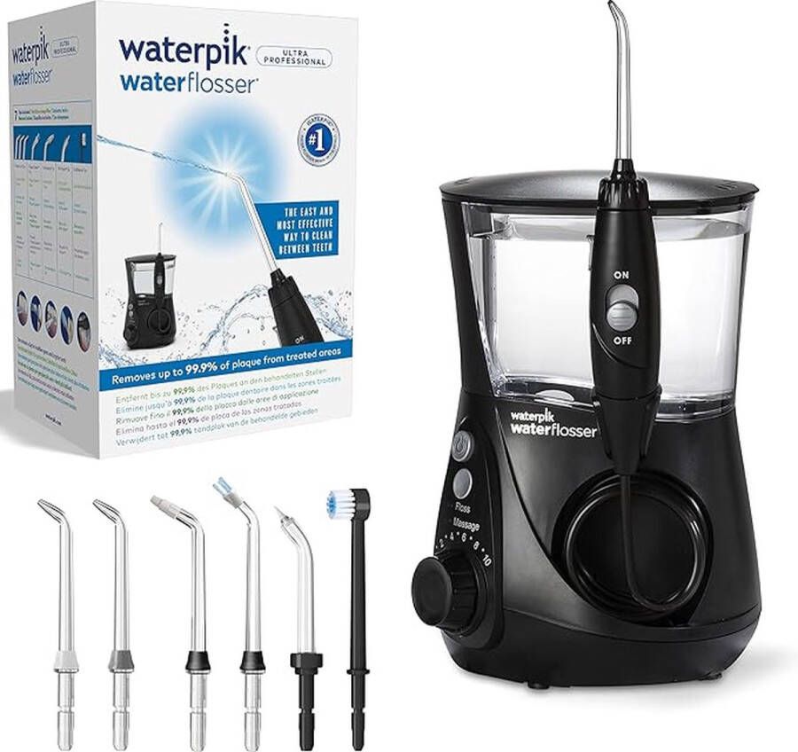 Ultra Professional Waterflosser met 7 Tips en Geavanceerde Drukregelaar met 10 Instellingen Apparaat voor het Verwijderen van Tandplak Zwart (WP-662EU)