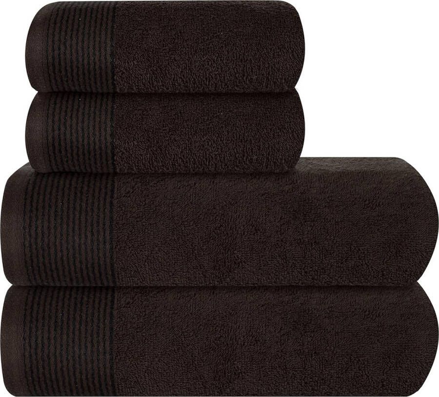 Ultra Soft Set van 4 handdoeken katoen bevat 2 extra grote badhanddoeken 70 x 140 cm 2 handdoeken 50 x 90 cm voor dagelijks gebruik compact en licht bruin