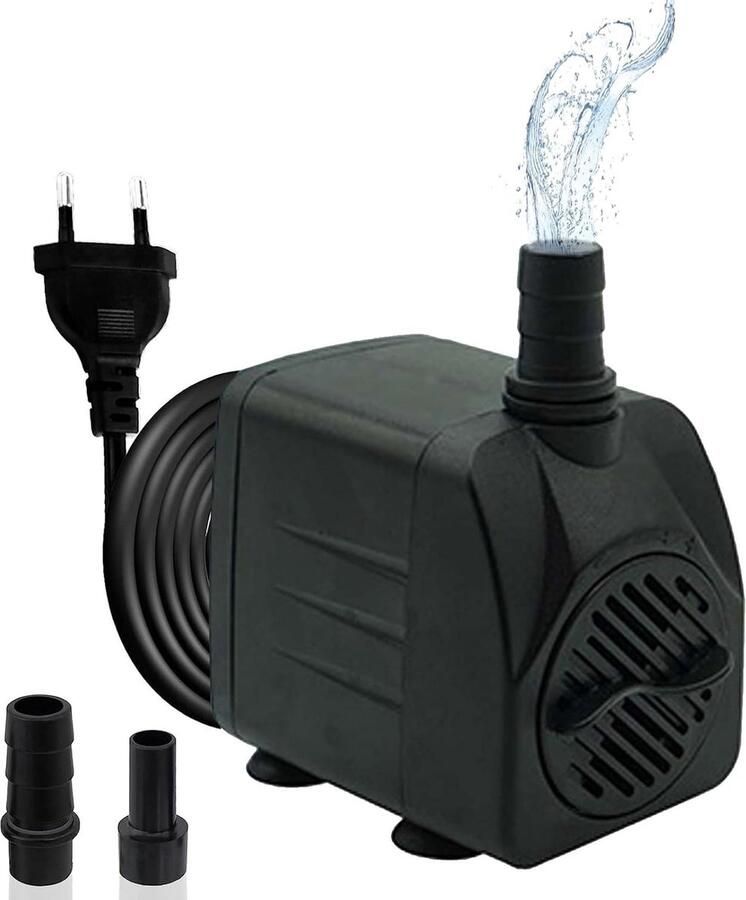 Ultra stille aquariumpomp 450 l u 8 W hoge slag fonteinpomp met 15 m netsnoer 2 sproeiers aquaria vijver fontein standbeelden fonteinpomp
