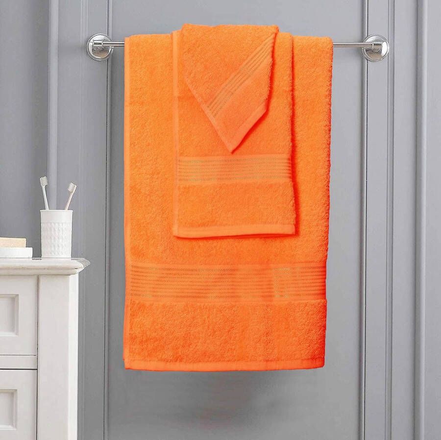 Ultra zachte 6-pack katoenen handdoekenset bevat 2 badhanddoeken 70x140 cm 2 handdoeken 40x60 cm en 2 wasdoeken 30x30 cm ideaal voor gymreizen en dagelijks gebruik compact en lichtgewicht oranje