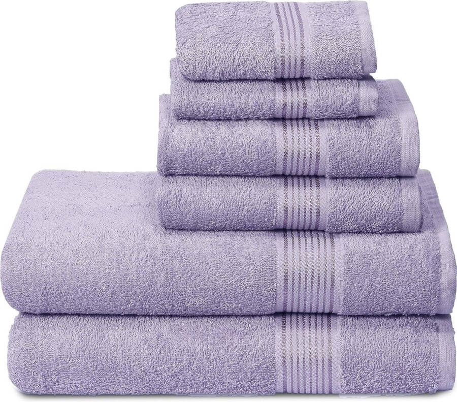 Ultra zachte 6-pack katoenen handdoekenset bevat 2 badhanddoeken 70x140 cm 2 handdoeken 40x60 cm en 2 wasdoeken 30x30 cm ideaal voor gymreizen en dagelijks gebruik compact en lichtgewicht donkerpaars