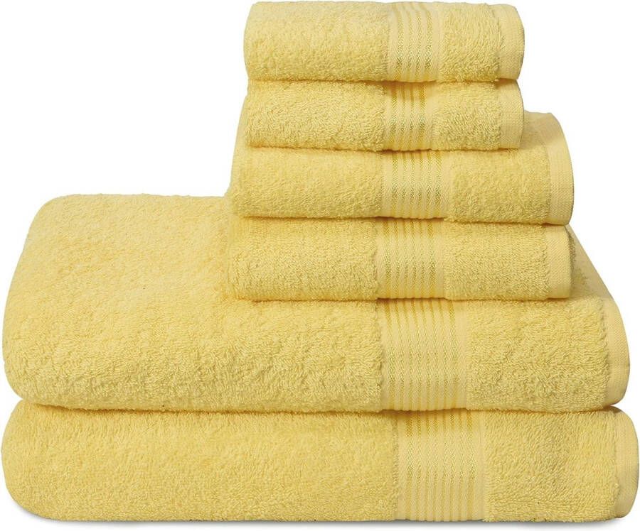 Ultra zachte 6-pack katoenen handdoekenset bevat 2 badhanddoeken 70x140 cm 2 handdoeken 40x60 cm en 2 wasdoeken 30x30 cm ideaal voor gymreizen en dagelijks gebruik compact en lichtgewicht geel