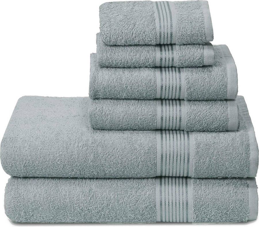 Ultra zachte set van 6 katoenen handdoekenset bevat 2 extra grote badhanddoeken 70 x 140 cm 2 handdoeken 40 x 60 cm en 2 wasbedden 30 x 30 cm hemelsblauw