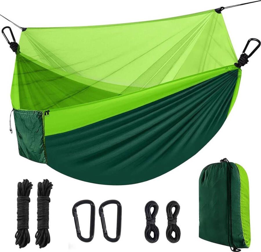 Ultralichte Buiten Reis-Camping Hangmat met Muggennet Draagkracht 300 kg Robuust & Draagbaar Ademend & Sneldrogend Tuin Balkon Terras Camping hangmat 2 person