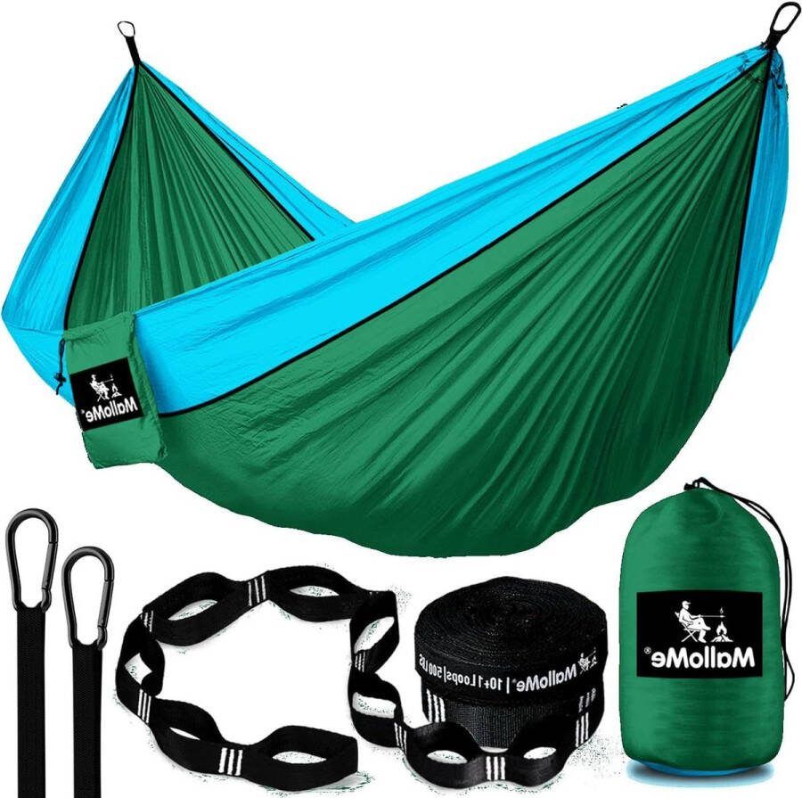 Ultralichte campinghangmat met premium karabijnhaken tuinhangmat voor reizen en kamperen met 1 & 2 tweezitsbanken hammock hamaca voor bergbeklimmen en camper nuttige accessoires