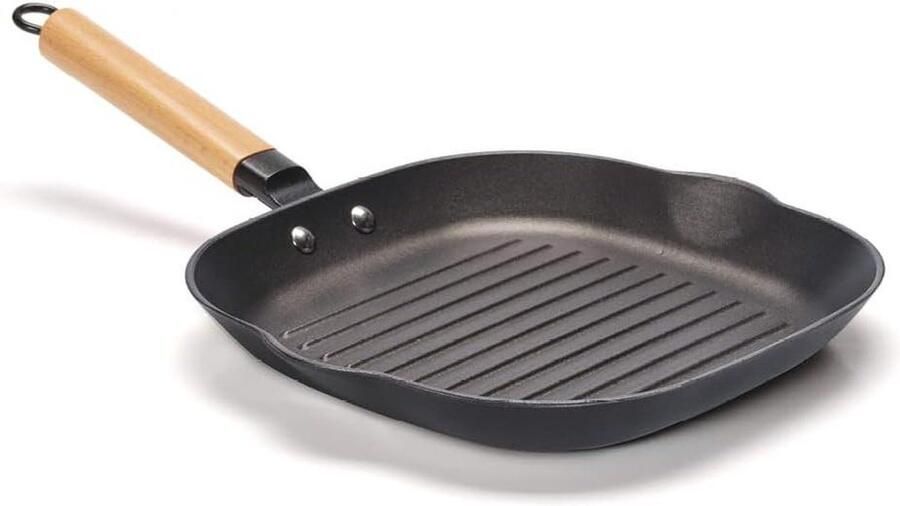 Ultralichte gietijzeren grillpan met antiaanbaklaag in honingraatvorm 28 cm