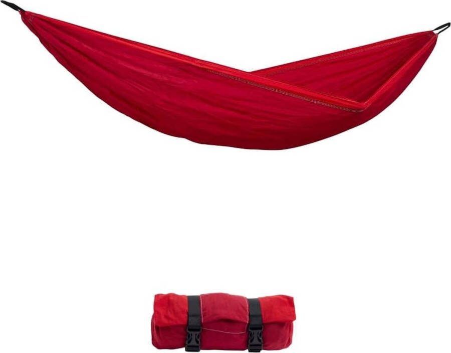 Ultralichte XL hangmat Silk Traveller Chili 295 x 150 cm comfortabel en 385 g verpakkingsmaat 25 x 8 cm belastbaar tot 200 kg