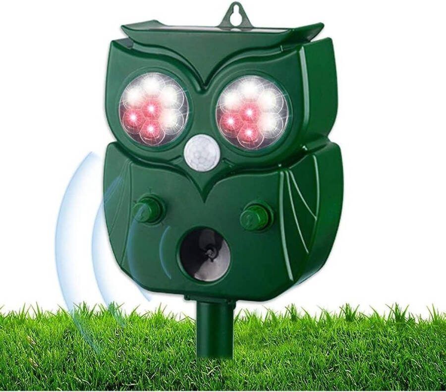 Ultrasone kattenafweer op zonne-energie met led-flits dierenverjager IP44 waterdicht honden katten vogels muizen vossen