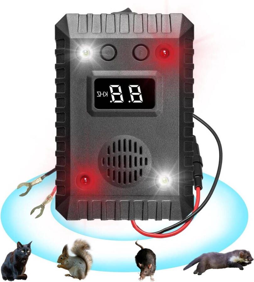 Ultrasone marterafweer auto ratten muizen duiven mollen zolders huis tuin auto's
