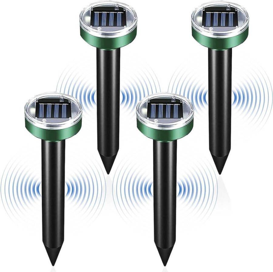Ultrasone mollenverjager 4 stuks muizen buiten IP65 waterdicht mollenafweer tuin ultrasoon geluid