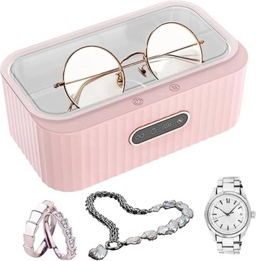 Ultrasonic Cleaner Ultrasoon Reiniger Ultrasoon Reinigingsapparaat Ultrasoon Reiniger voor Brillen Roze 400ml