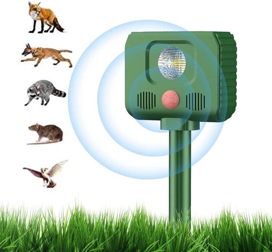 Ultrasoon afweermiddel voor katten op zonne-energie waterdicht voor duiven vogels honden katten muizen 5 modi met bewegingssensor