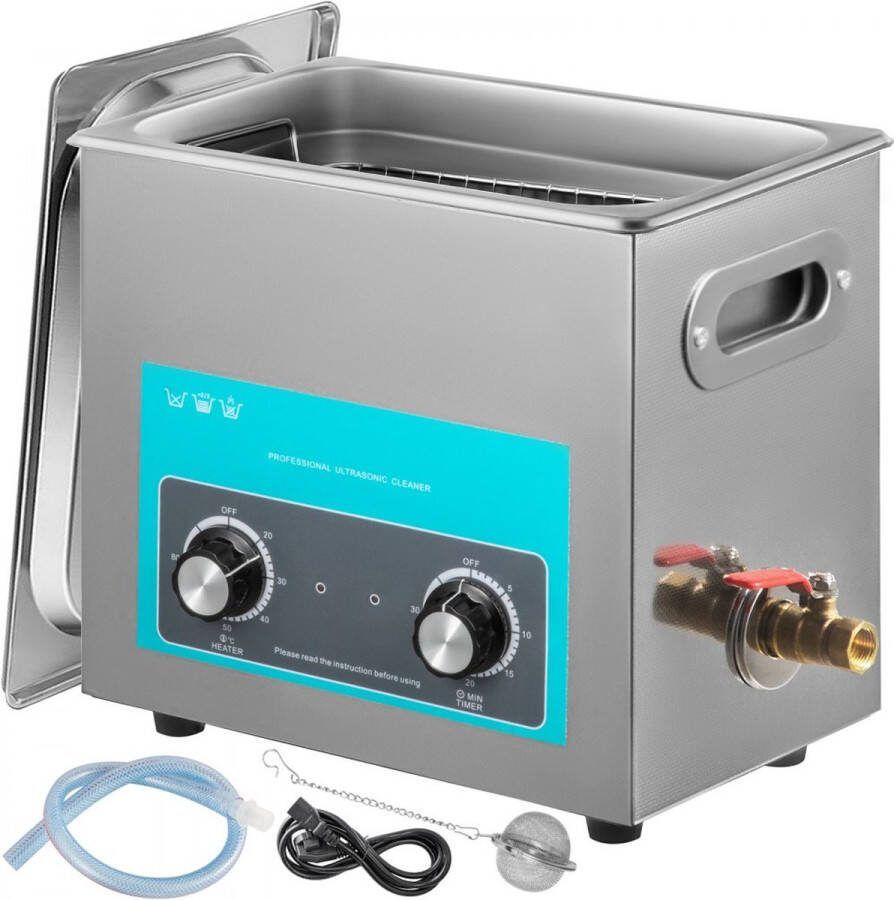 Ultrasoon Reiniger 6 5L Ultrasone Reiniger met Verwarmingstimer 20-80°C Roestvrijstalen Waterafvoer