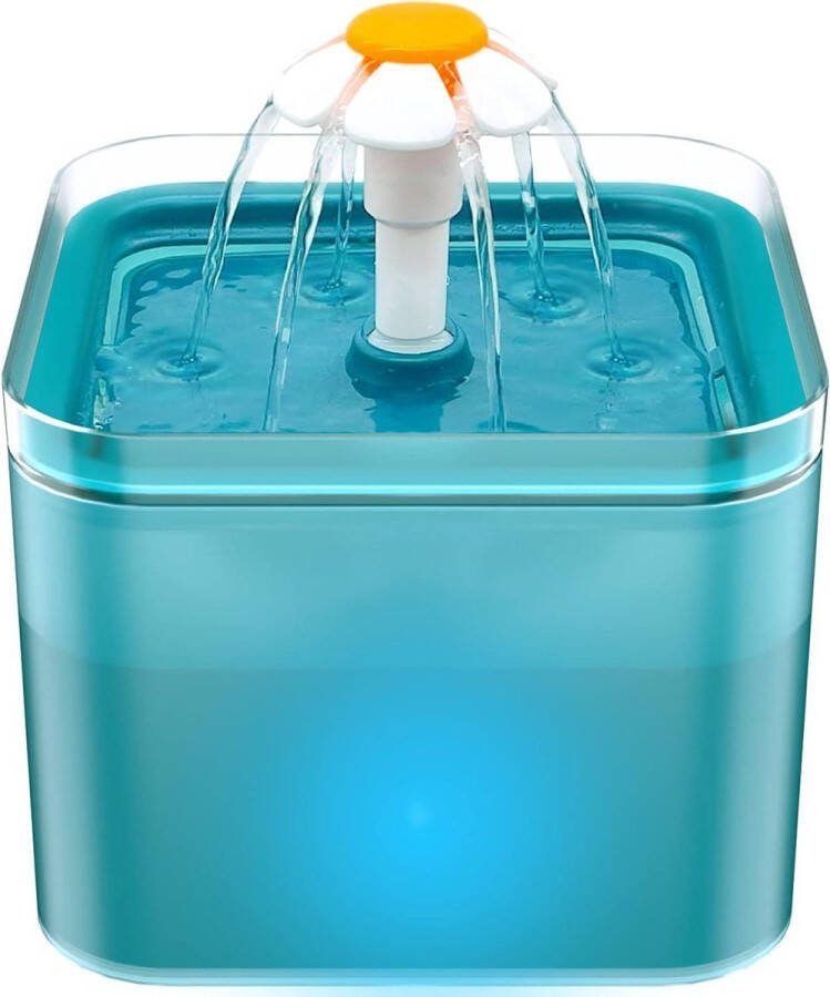 Ultrastille kattendrinkfontein met LED-licht 2L actief koolfilter waterpomp Cyaan