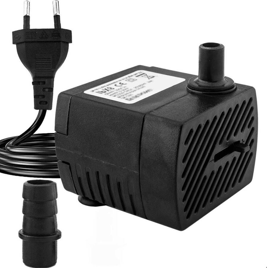 Ultrastille Mini-waterpomp 350 l h 5 W met hoge slag Fonteinpomp voor aquaria vijver fonteinen 15 m netsnoer 2 sproeiers hydrocultuur fonteinpomp