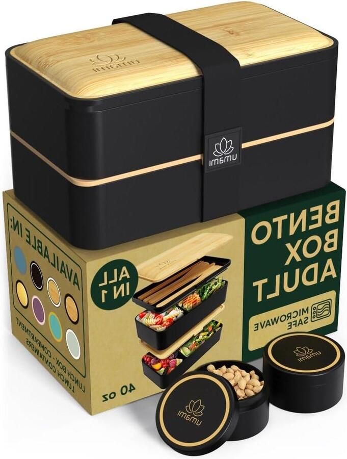 Umami Bento lunchbox 2 sauspotten bestek magnetronbestendig lunchbox voor volwassenen maaltijdbox met compartimenten