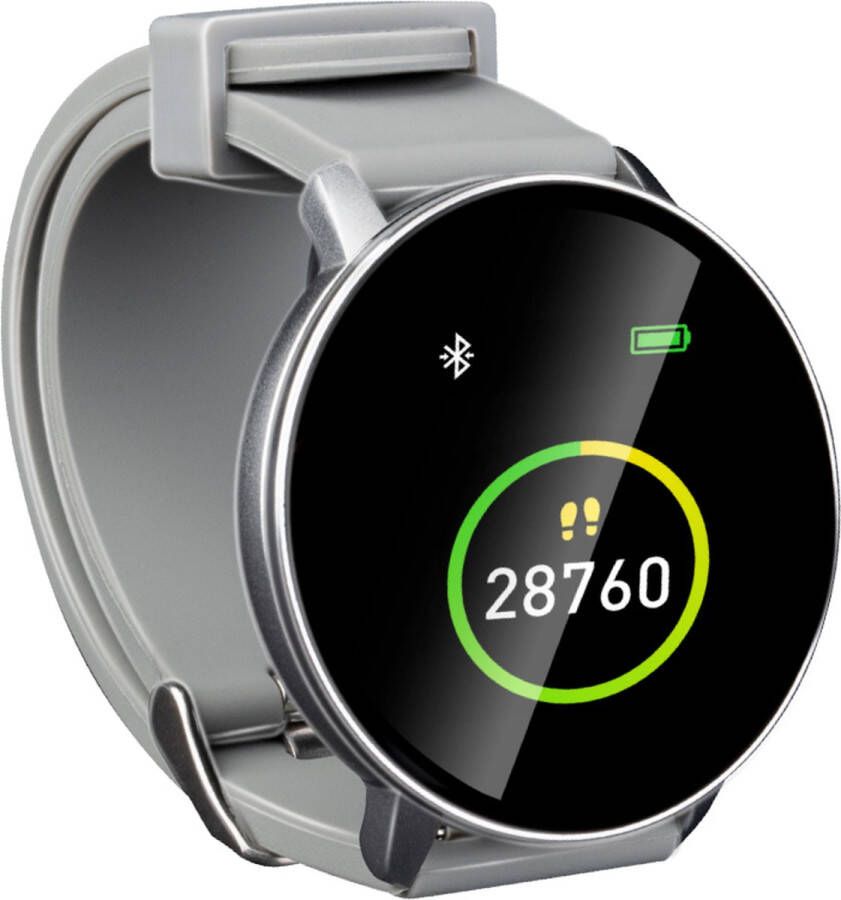 Umbro Smartwatch Activity Tracker Bluetooth – Sporthorloge met Stappenteller en Thermometer Grijs