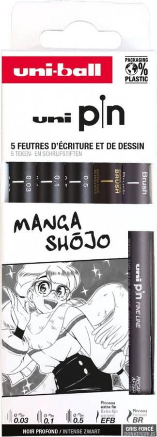 Uni-ball Uni Pin manga shojo set 5 stuks Fineliner set voor het tekenen van Manga