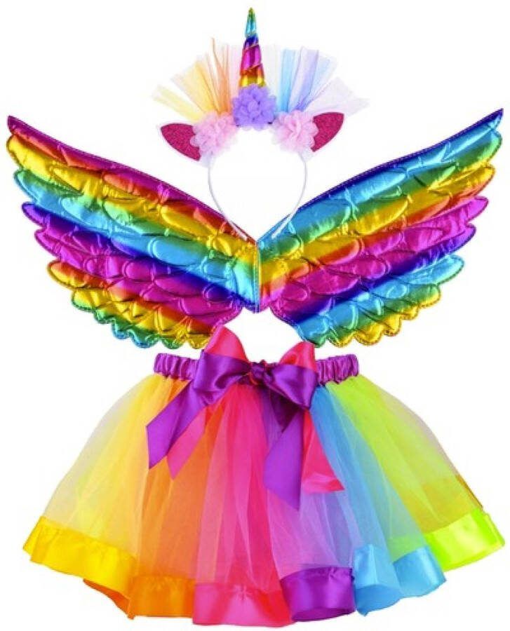 Unicorn jurk regenboog vleugels Eenhoorn Verkleedjurk one size Unicorn Haarband