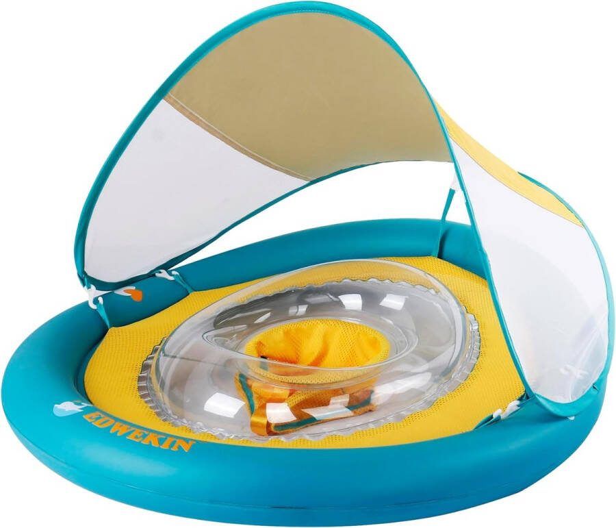 Unieke babyzwemstoel met afneembaar zonnedak zwemring voor baby's zwemhulp met zonnebescherming zwemband voor peuters
