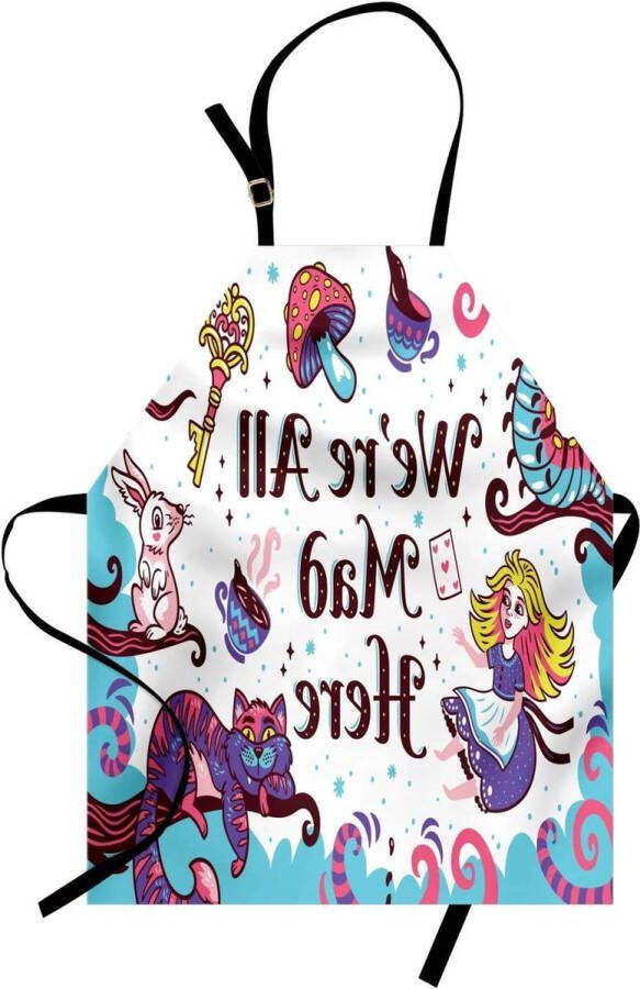 Unisex Keukenschort met Verstelbare Nekband voor Koken en Tuinieren Veelkleurig Alice in Wonderland
