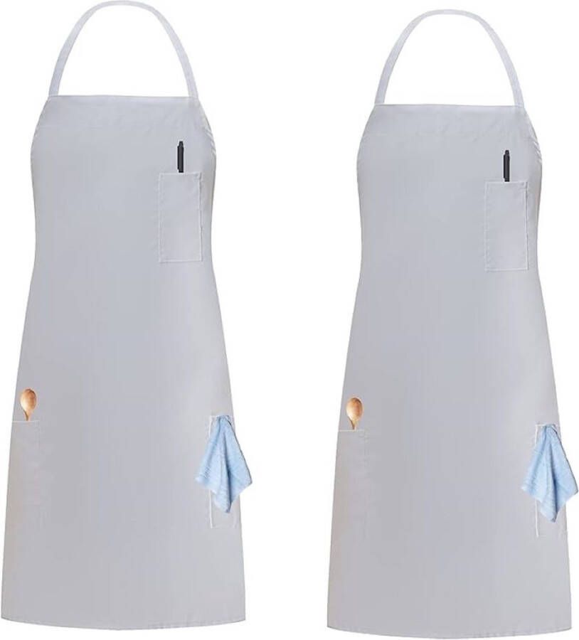 Unisex schort 32 x 28 met zakken met lange banden voor vrouwen mannen koken keuken ambachtelijke tekening Pack van 2