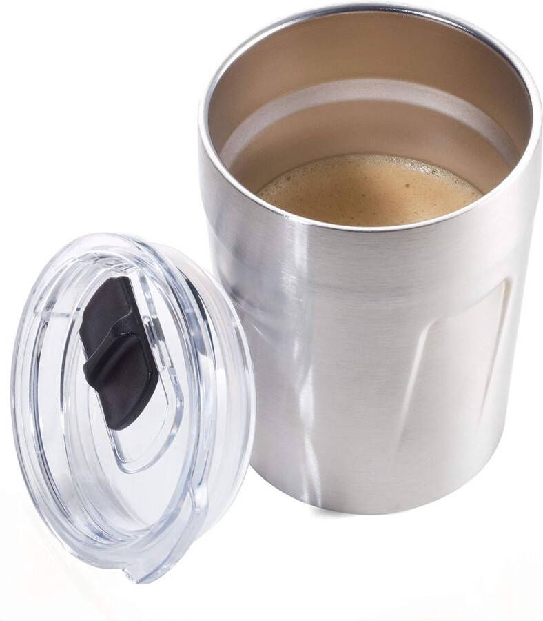 Unisex volwassenen espresso Doppio thermosbeker zilver 90 x 70 x 70 mm