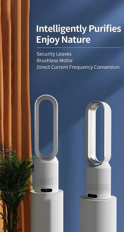 UnityMarketplace Luchtzuiveraar Luchtreiniger Ultra-Stil Met Afstandbediening Ventilator Zonder Blad Met 8 Windsnelheidsinstellingen Zilver