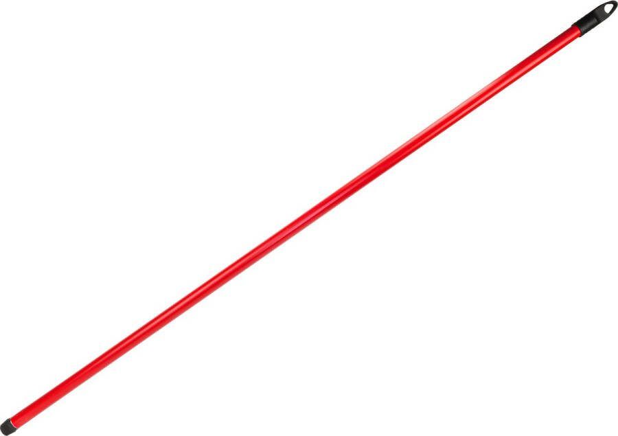 Universeel bruikbare Bezemsteel vloertrekker dweil steel metaal rood kunststof coating 120 cm ophang oog