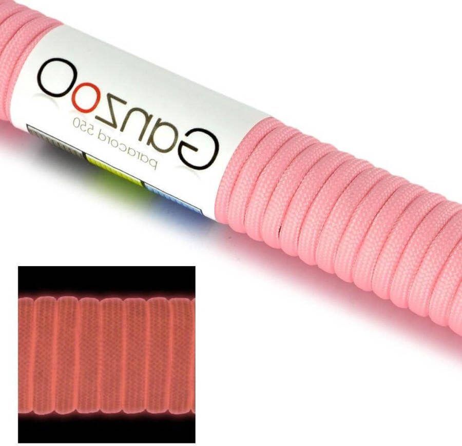 Universeel inzetbaar fluorescerend survivaltouw scheurbestendig parachute corduroy paracord 250 kg totale lengte 31 meter roze niet geschikt voor klimmen