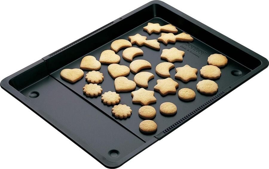 Universele bakplaat 37-52 cm BLACK METALLIC bakplaat rechthoekig met anti-aanbaklaag ovenplaat uittrekbaar kookplaat verstelbaar (kleur: zwart metallic) hoeveelheid: 1 stuk