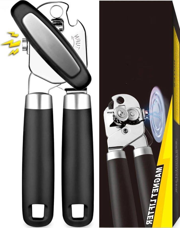 Universele blikopener van hoogwaardig en roestvrij staal 2-in-1 blikopener senioren met flesopener-functie Modern Can Opener Blikopener