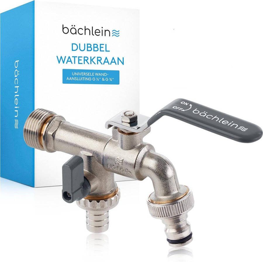 Universele dubbele buitenkraan voor de tuin [antraciet] incl. 2 slangaansluitingen edele dubbele waterkraan met 1 2 en 3 4 inch aansluiting dubbele kogelafvoerkraan