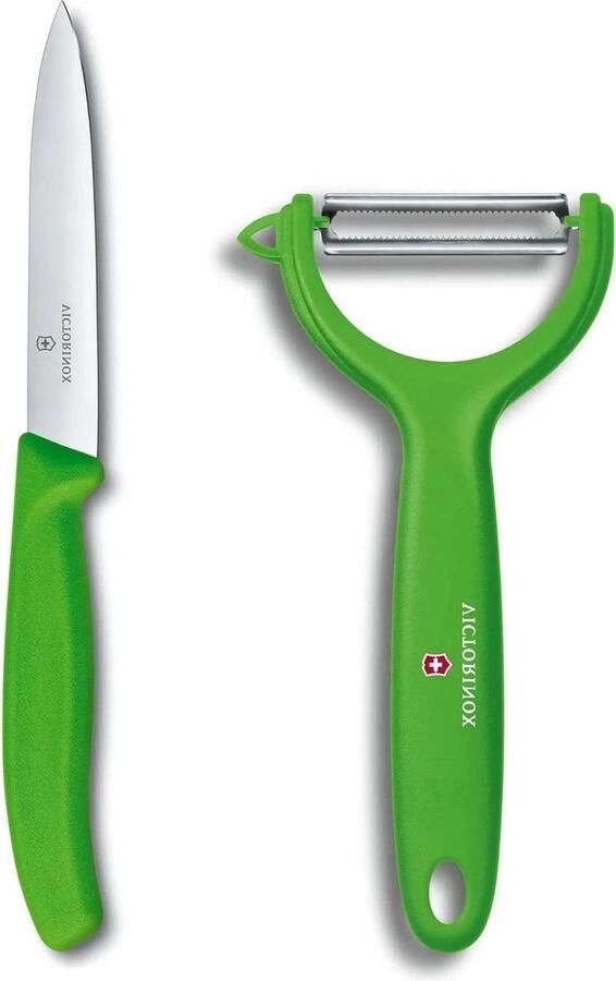 Universele groenten en fruit schiller extra scherp gekarteld lemmet tweesnijdig ergonomische handgreep groen