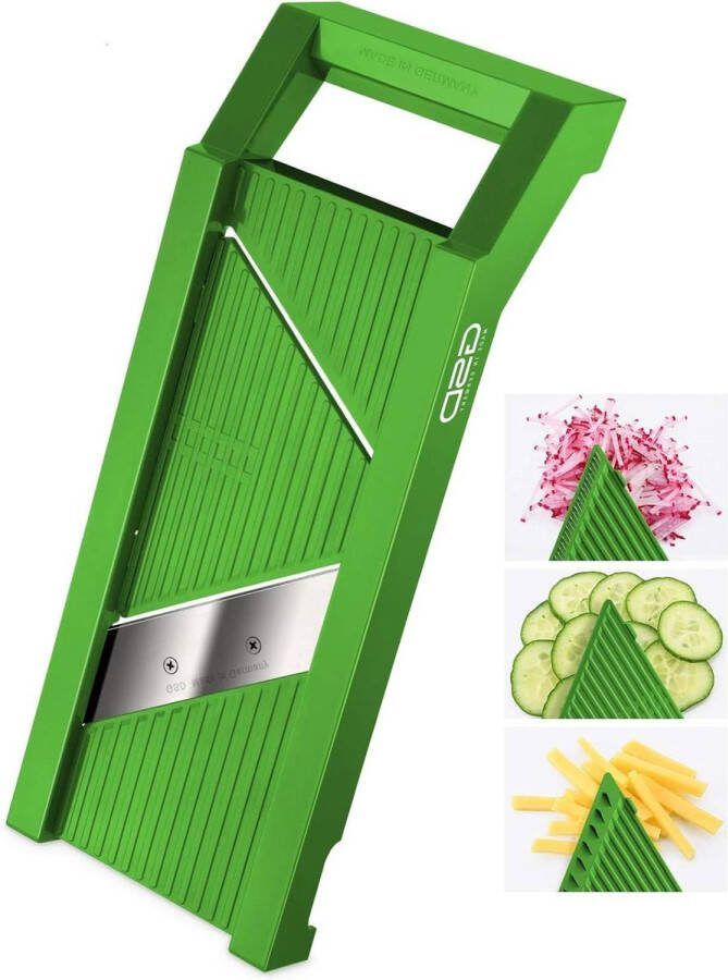 Universele Groenteschaaf met 3 inzetstukken van kunststof Groen Roestvrij stalen mes Afmetingen 11 cm x 30 cm x 6 cm Cheese Slicer