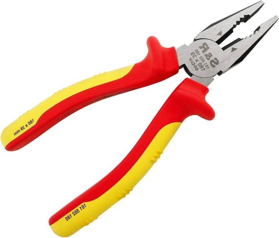 Universele tang 180 mm 1000V gemaakt van 60CrV-staal HRC 58-65 combinatietang gefosfateerd VDE-geteste serie