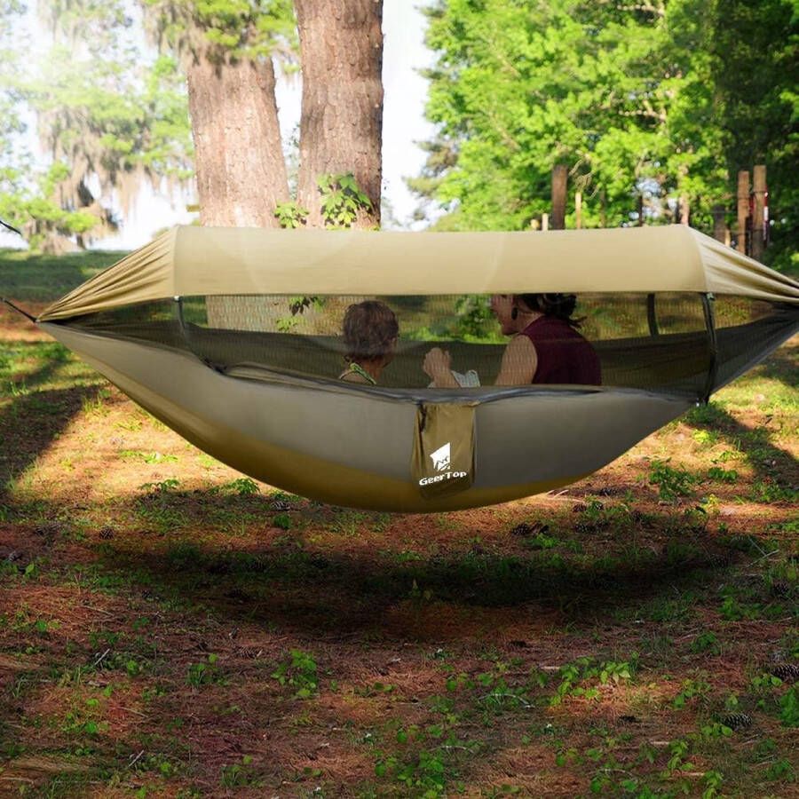 Update 3-in-1 Outdoor Hangmat met Muggennet en Zonnescherm Ultralichte Camping Hangmat met een Draagvermogen van 200 kg voor Buiten Kamperen Wandelen