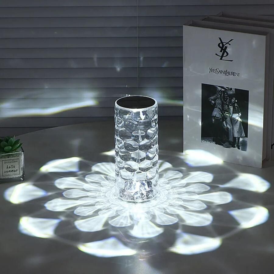 USB Diamond-lamp Crystal Touch-tafellamp 3 kleuren veranderend Rose LED-licht Crystal Diamond-tafellamp LED-sfeer USB draadloos nachtlampje