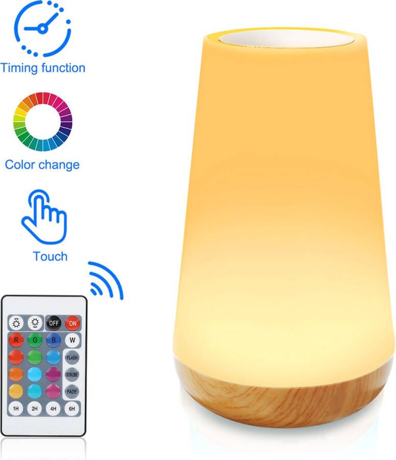 USB Oplaadbaar Nachtlampje Met Afstandsbediening 13 RGB kleuren Sfeerlamp LED verlichting Nachtlamp Wake-up Light Bedlamp voor Baby Kinderen & Volwassenen Dimbaar Touch Control 15 cm
