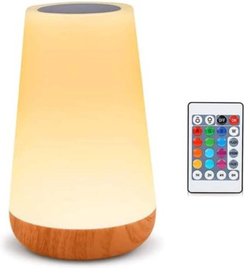 USB Oplaadbaar Nachtlampje Met Afstandsbediening Wit Warm licht en 13 RGB kleuren Wake-up Light Sfeerlamp LED verlichting Leeslamp Tafellamp Bedlamp voor Baby Kinderen & Volwassenen Dimbaar Touch Control 15CM