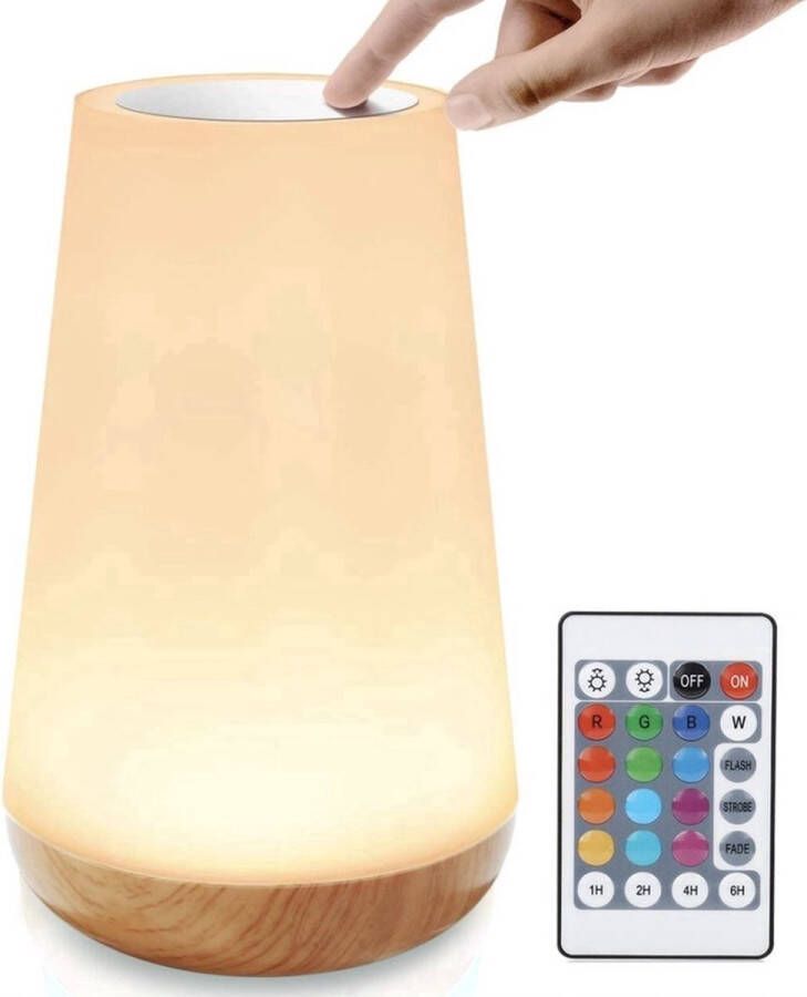 USB Oplaadbaar Nachtlampje Met Afstandsbediening Wit Warm licht en 13 RGB kleuren Wake-up Light Sfeerlamp LED verlichting Leeslamp Tafellamp Bedlamp voor Baby Kinderen & Volwassenen Dimbaar Touch Control 15CM