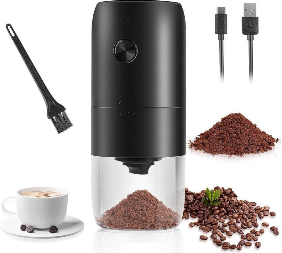 USB-oplaadbare elektrische koffiemolen keramisch kegelmaalwerk instelbare grofheid draagbare molen voor bonen en specerijen