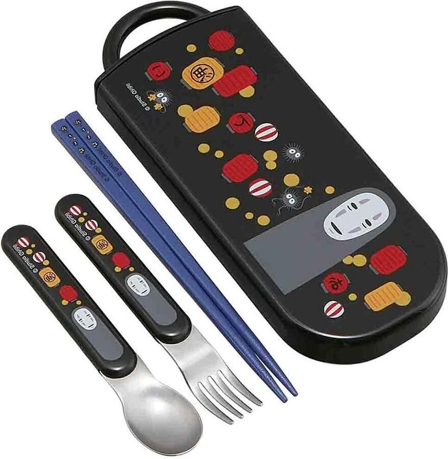 Utensil Set Includes Fork Spoon Chopsticks Carry Bag Spirited Away Lanterns Design Authentic Japanese Durable Dishwasher Safe