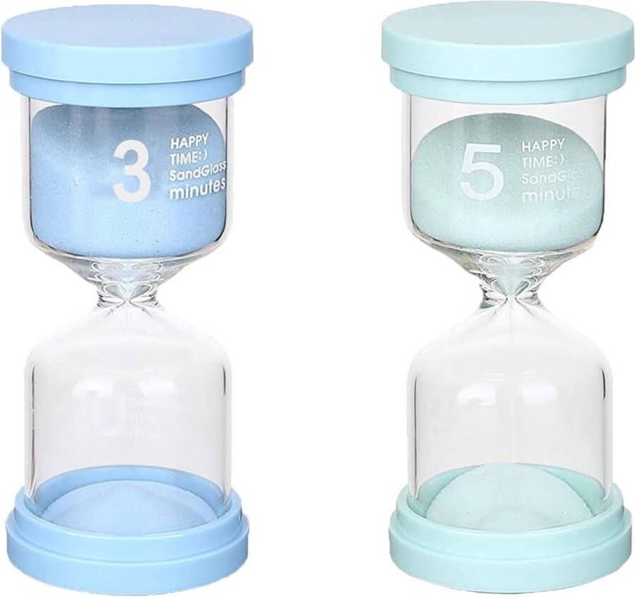 Uurglas Set 3 Minuten en 5 Minuten Uurglas Set voor Kinderen Glazen Timer Kinderklok Decoratief Uurglas Timer Kan Gebruikt Worden in Keukens Klaslokalen Thuis Kantoren Tijdsbeheer Pakket